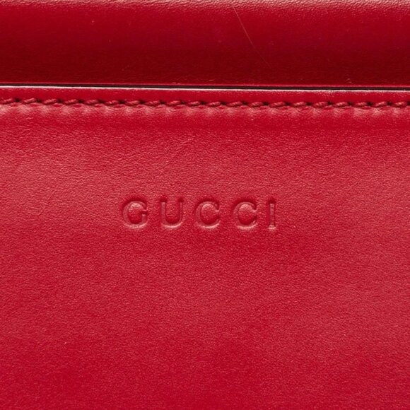 Gucci Red Smooth Calfskin Leather Nymphaea Medium Top Handle Bag - Picture 5 of 12